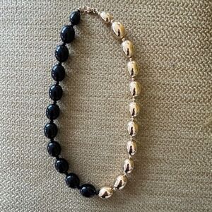 Vintage Monet Black & Gold Glass Bead Necklace 18" Quiet Luxury Career Cocktails